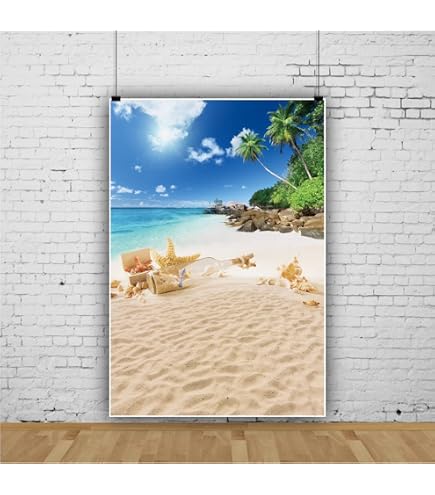 Amazon | Qinunipoto 背景布 夏の背景 青空と海 トロピカル 熱帯 1.2x1